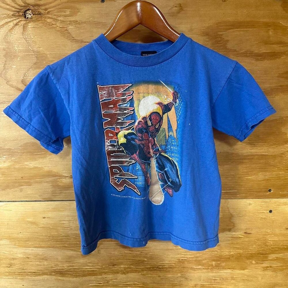 Y2K Spiderman Distressed Baby Tee Youth Size Small (7)